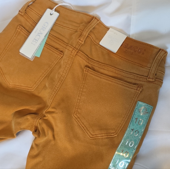 Grace in LA Girls Flare Jeans Size 10 Mustard Stretch Denim NWT - Picture 4 of 5